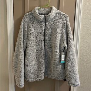 NWT- Gray Sherpa Zip-Up Jacket